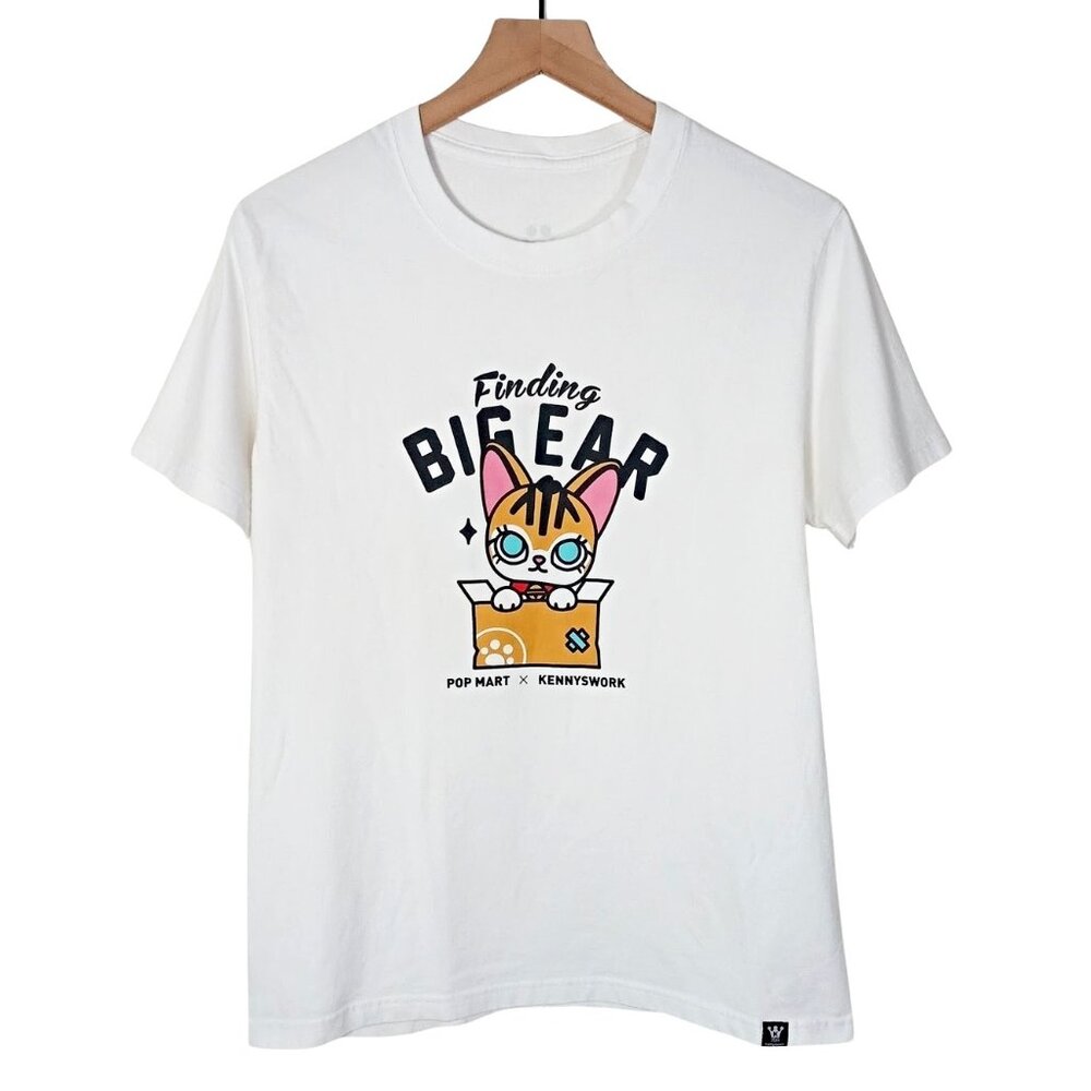 Kennyswork x Pop Mart Womens T-Shirt White Cotton Molly Finding Big Ear Size M